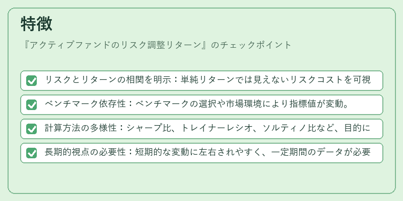 特徴（アクティブファンドのリスク調整リターン）の図解