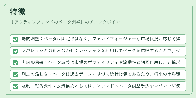 特徴（アクティブファンドのベータ調整）の図解