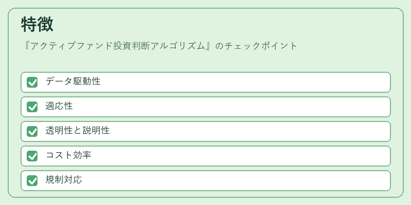 特徴（アクティブファンド投資判断アルゴリズム）の図解