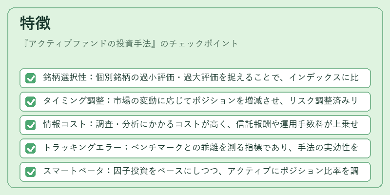 特徴（アクティブファンドの投資手法）の図解