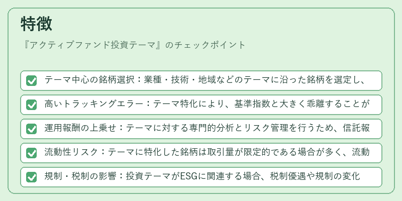 特徴（アクティブファンド投資テーマ）の図解