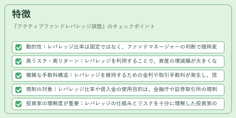 特徴（アクティブファンドレバレッジ調整）の図解