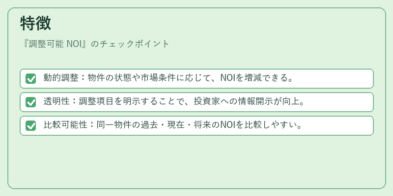特徴（調整可能 NOI）の図解
