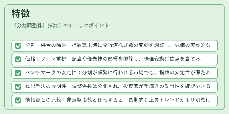 特徴（分割調整株価指数）の図解