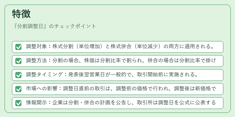 特徴（分割調整日）の図解