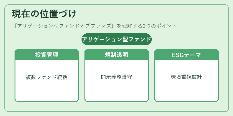 現在の位置づけ（アリゲーション型ファンドオブファンズ）の図解