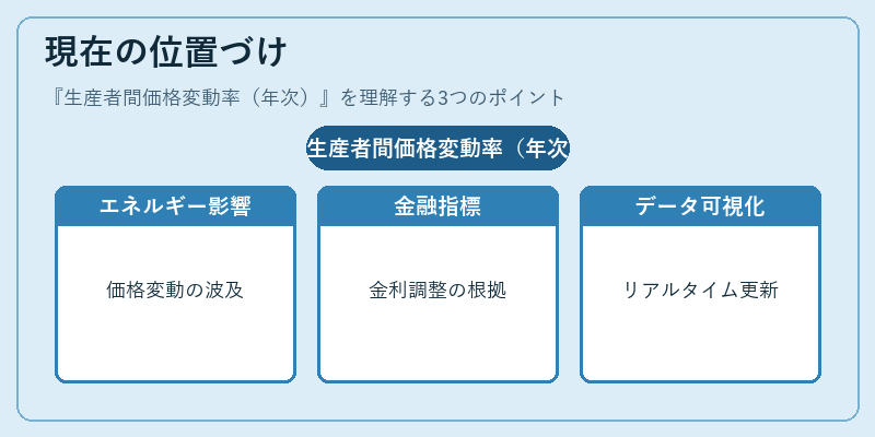 現在の位置づけ（生産者間価格変動率（年次））の図解