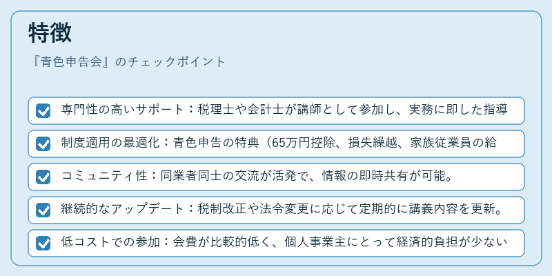 特徴（青色申告会）の図解