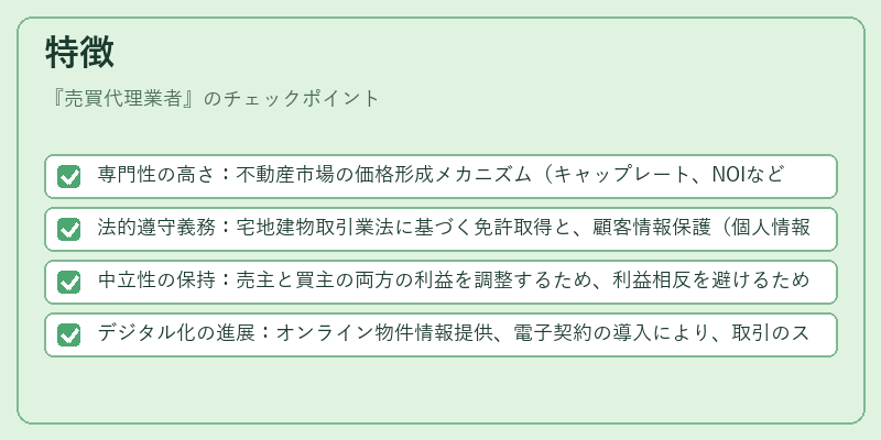 特徴（売買代理業者）の図解