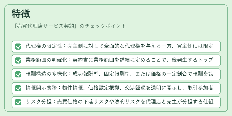 特徴（売買代理店サービス契約）の図解
