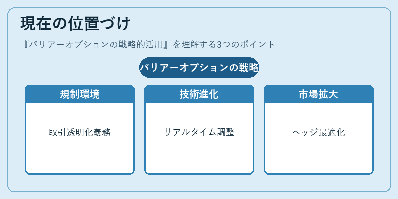 現在の位置づけ（バリアーオプションの戦略的活用）の図解