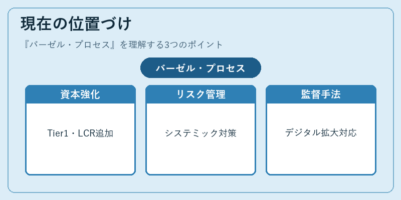 現在の位置づけ（バーゼル・プロセス）の図解