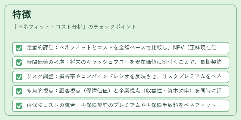 特徴（ベネフィット・コスト分析）の図解