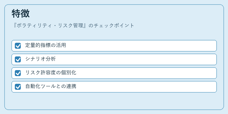 特徴（ボラティリティ・リスク管理）の図解