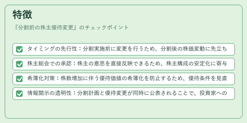 特徴(分割前の株主優待変更)の図解
