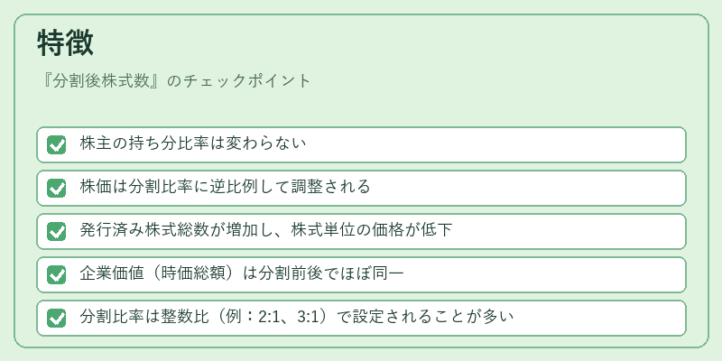 特徴（分割後株式数）の図解