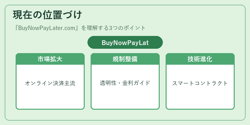 現在の位置づけ（BuyNowPayLater.com）の図解