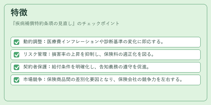 特徴（疾病補償特約条項の見直し）の図解