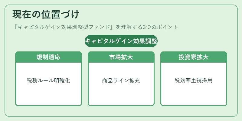 現在の位置づけ（キャピタルゲイン効果調整型ファンド）の図解