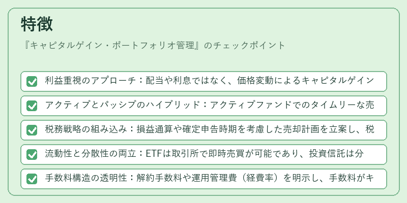 特徴（キャピタルゲイン・ポートフォリオ管理）の図解