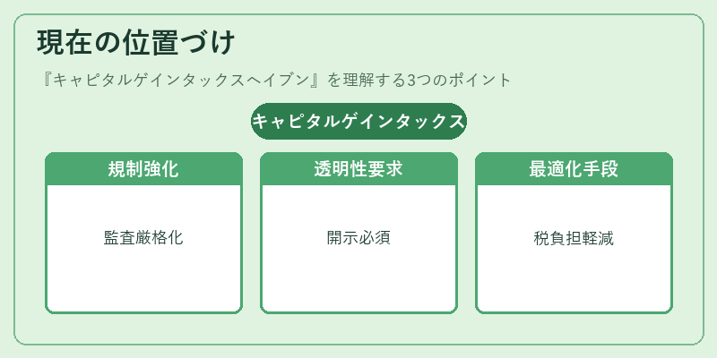 現在の位置づけ（キャピタルゲインタックスヘイブン）の図解
