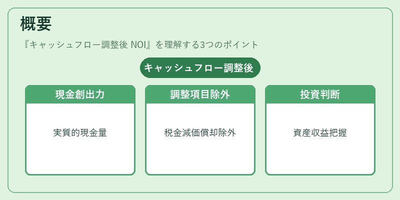 概要（キャッシュフロー調整後 NOI）の図解