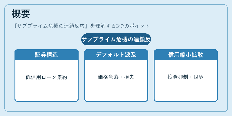 概要（サブプライム危機の連鎖反応）の図解