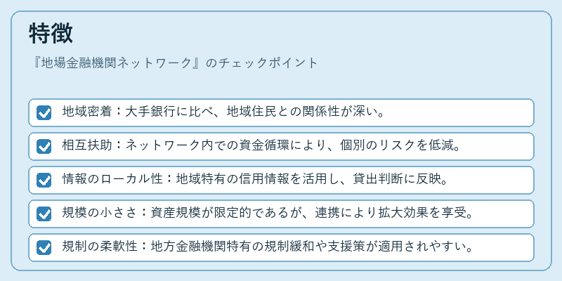 特徴（地場金融機関ネットワーク）の図解