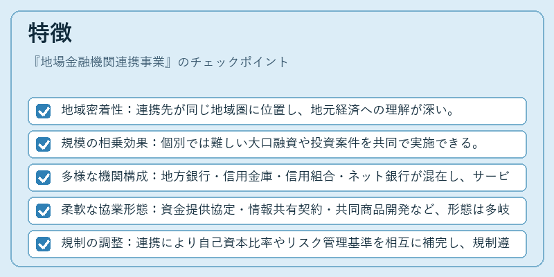 特徴（地場金融機関連携事業）の図解