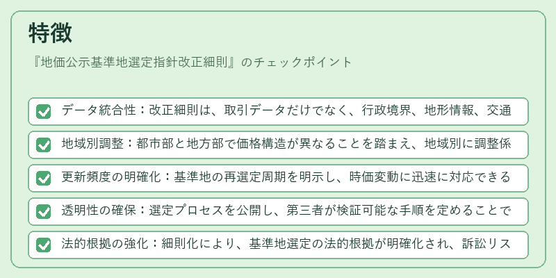 特徴（地価公示基準地選定指針改正細則）の図解