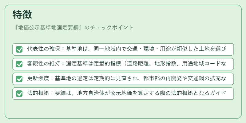 特徴（地価公示基準地選定要綱）の図解