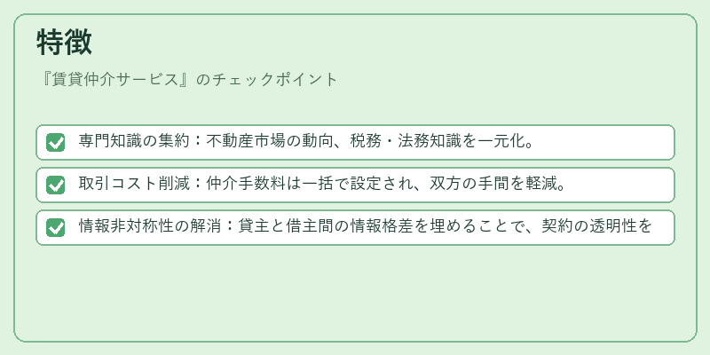 特徴（賃貸仲介サービス）の図解