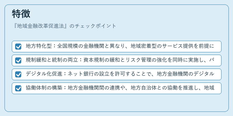 特徴（地域金融改革促進法）の図解