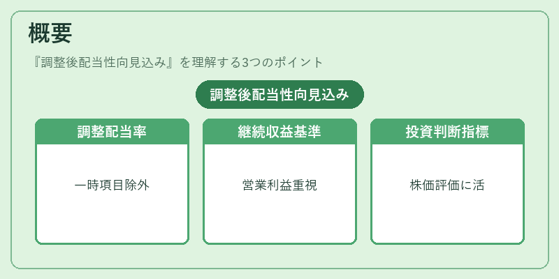 概要（調整後配当性向見込み）の図解