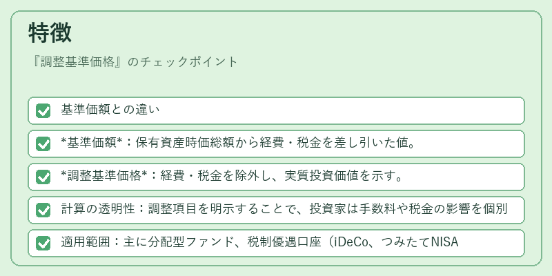 特徴（調整基準価格）の図解