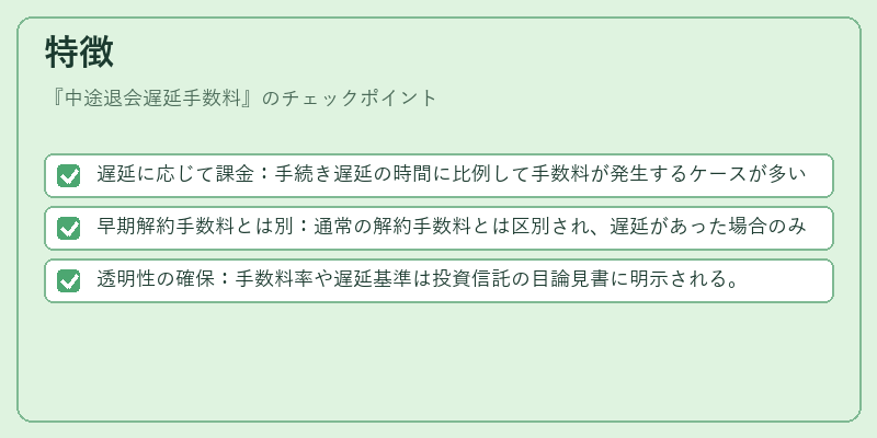 特徴（中途退会遅延手数料）の図解