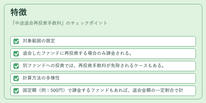 特徴（中途退会再投資手数料）の図解