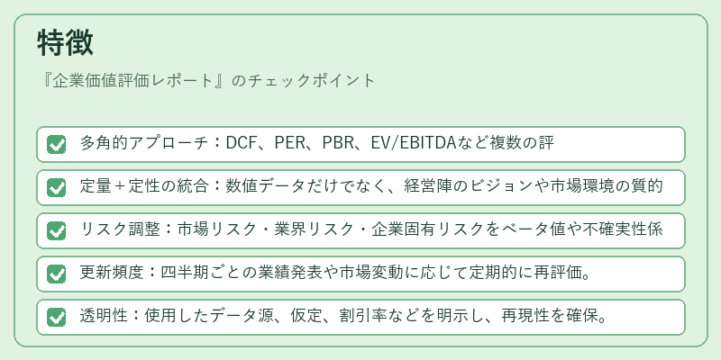 特徴（企業価値評価レポート）の図解