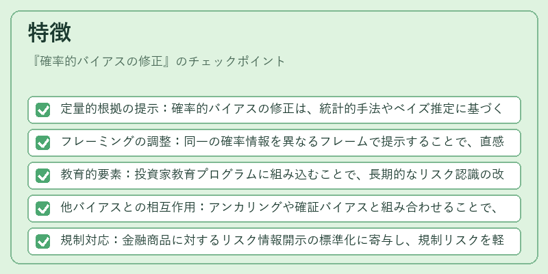 特徴（確率的バイアスの修正）の図解