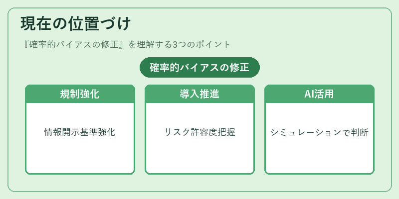 現在の位置づけ（確率的バイアスの修正）の図解