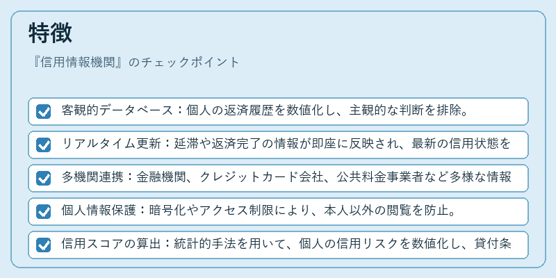 特徴（信用情報機関）の図解