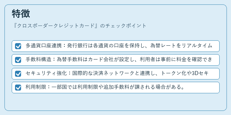特徴（クロスボーダークレジットカード）の図解
