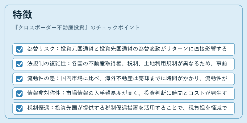 特徴（クロスボーダー不動産投資）の図解