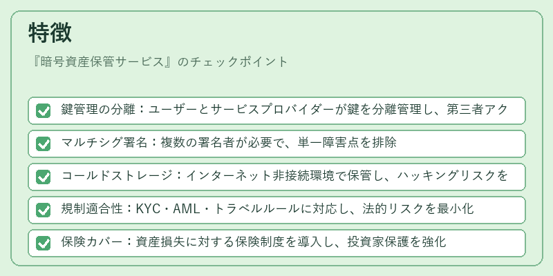 特徴（暗号資産保管サービス）の図解