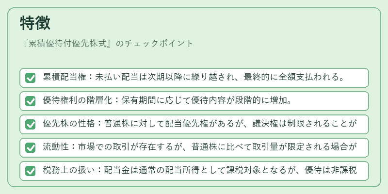 特徴（累積優待付優先株式）の図解