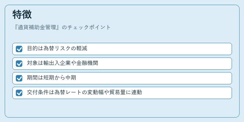 特徴（通貨補助金管理）の図解