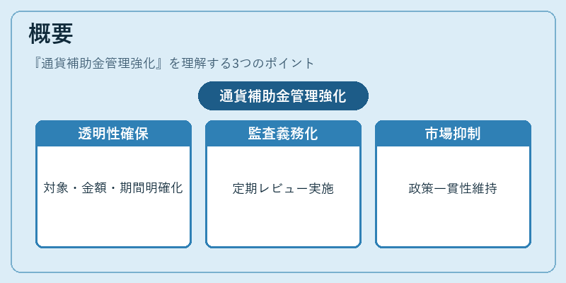 概要（通貨補助金管理強化）の図解