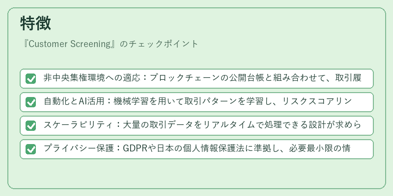 特徴（Customer Screening）の図解