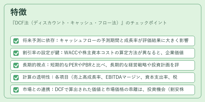 特徴(DCF法(ディスカウント・キャッシュ・フロー法))の図解