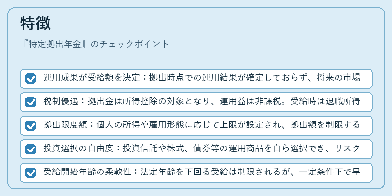 特徴（特定拠出年金）の図解